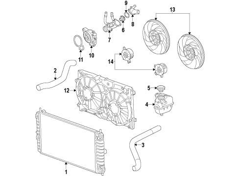 2014 Chevy Impala Cooling System, Radiator, Water Pump, Cooling Fan Diagram 6 - Thumbnail