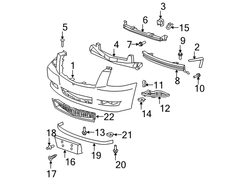 2012 Cadillac Escalade Front Bumper Diagram 2 - Thumbnail
