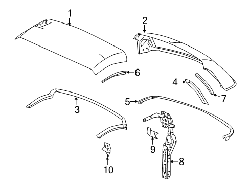 2004 Chevy SSR Rear Weatherstrip, Driver Side Diagram for 19121173