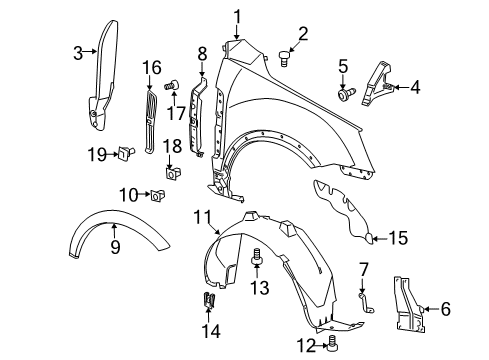 2010 Saturn Vue Splash Guard, Front Passenger Side Diagram for 22896313