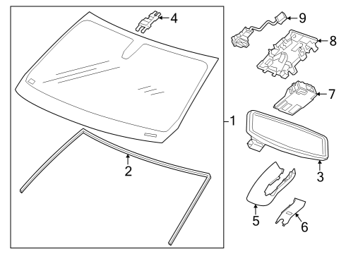 2023 Chevy Silverado 1500 Glass - Windshield Diagram