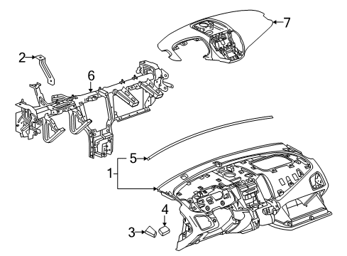 2014 GMC Terrain Upper Dash Panel, Brownstone Diagram for 22741069