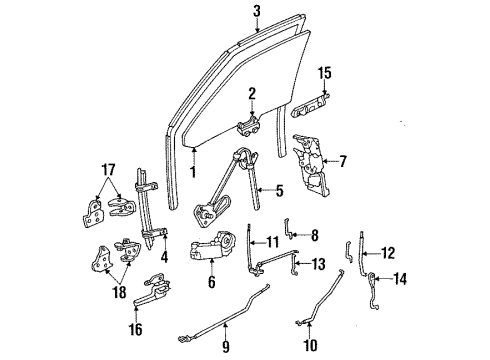 1985 Buick Electra Front Door Glass & Hardware, Lock & Hardware Diagram