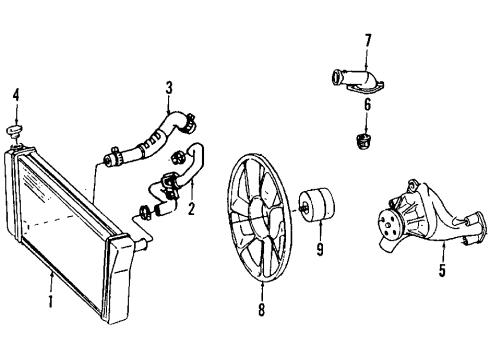 1994 Chevy Corvette Cooling System, Radiator, Water Pump, Cooling Fan Diagram