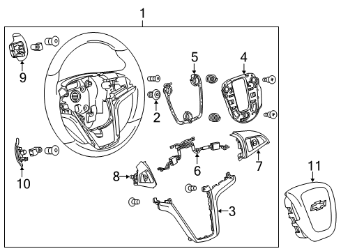 2014 Chevy Camaro Steering Wheel, Black Diagram for 22790895