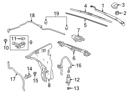 2013 Cadillac ATS Wiper & Washer Components Diagram