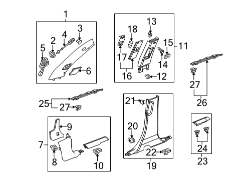 2015 Chevy Equinox Interior Trim - Pillars, Rocker & Floor Diagram