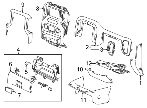 2019 Chevy Silverado 1500 LD Cluster & Switches, Instrument Panel Diagram