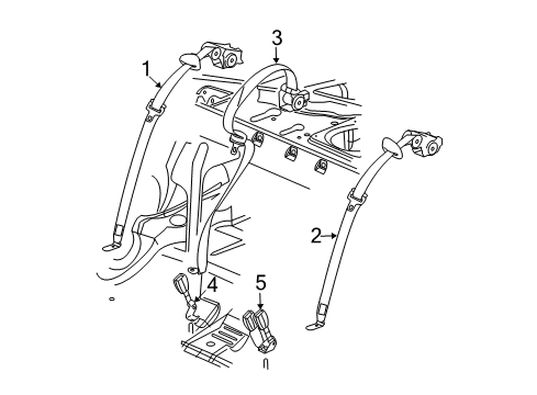 2005 Cadillac CTS Rear Seat Belts Diagram