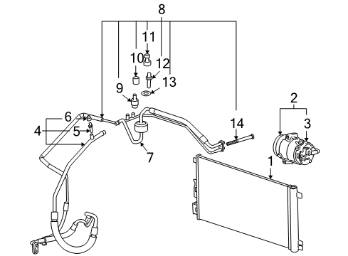 2010 Chevy Malibu A/C Condenser, Compressor & Lines Diagram