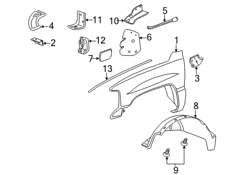 2002 GMC Yukon Fender & Components Diagram