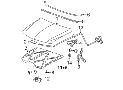 2006 Cadillac Escalade ESV Hood & Components Diagram