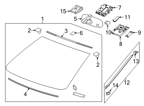 2015 Buick Verano Windshield Glass, Reveal Moldings Diagram