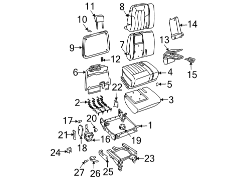2002 Buick Rendezvous Rear Seat Components Diagram