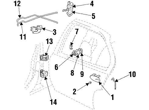 2000 Pontiac Grand Prix Rear Door - Lock & Hardware Diagram