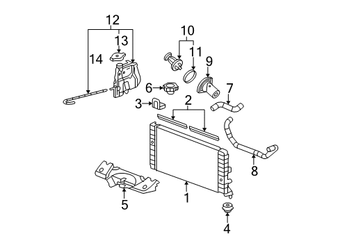 2011 Chevy Impala Radiator & Components Diagram