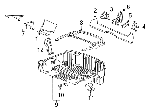 2011 Chevy Corvette Rear Body Panel, Floor & Rails Diagram