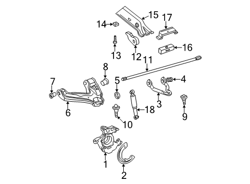 1995 GMC C2500 Front Suspension Components, Lower Control Arm, Upper Control Arm, Stabilizer Bar Diagram