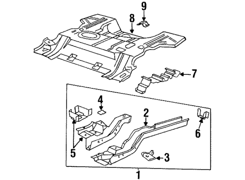 1998 Oldsmobile Aurora Rear Body - Floor & Rails Diagram