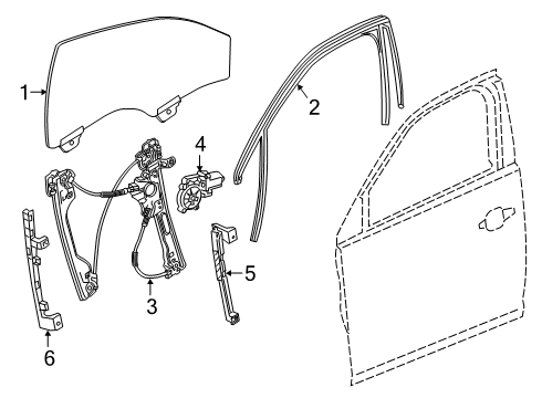 2024 Cadillac XT4 Glass - Front Door Diagram