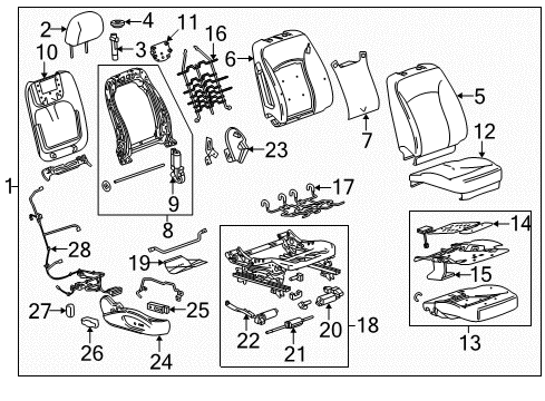 2016 Buick LaCrosse Passenger Seat Components Diagram