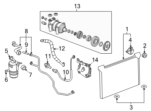 2007 Cadillac Escalade EXT A/C Condenser, Compressor & Lines Diagram