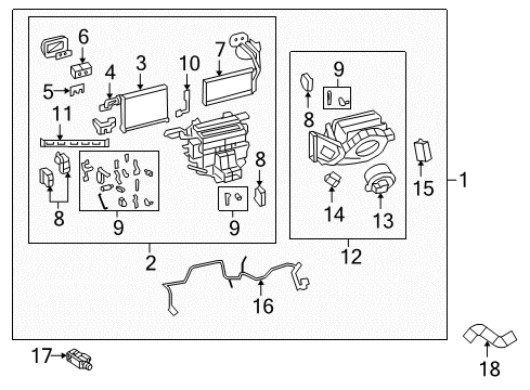 2013 Chevy Caprice A/C Evaporator & Heater Components Diagram