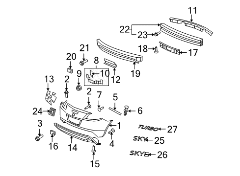 2010 Saturn Sky Bumper & Components, Exterior Trim Diagram
