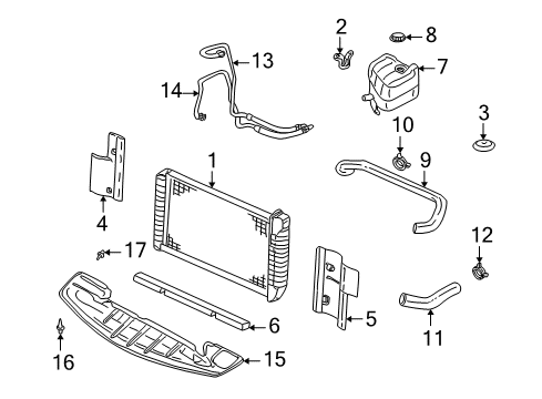 2000 Cadillac Seville Radiator & Components Diagram