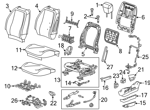 2010 GMC Terrain Driver Seat Components Diagram