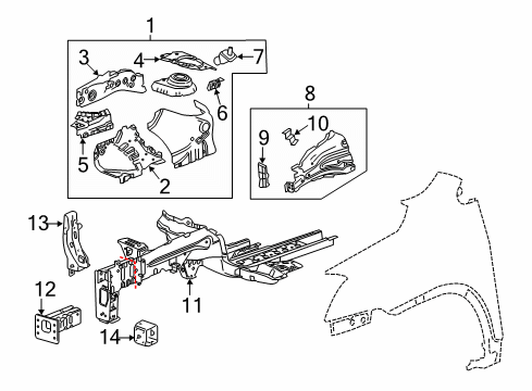 2022 Chevy Trax Structural Components & Rails Diagram