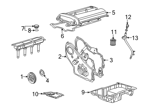 2004 Pontiac Grand Am Engine Parts, Mounts, Cylinder Head & Valves, Camshaft & Timing, Oil Pan, Balance Shafts, Crankshaft & Bearings, Pistons, Rings & Bearings Diagram