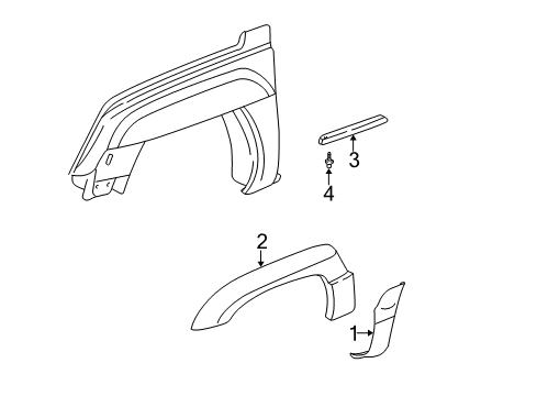 2002 Chevy Avalanche 2500 Exterior Trim - Fender Diagram