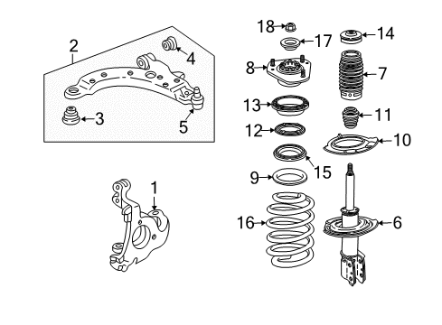 2007 Buick LaCrosse Front Suspension Components, Lower Control Arm, Stabilizer Bar Diagram