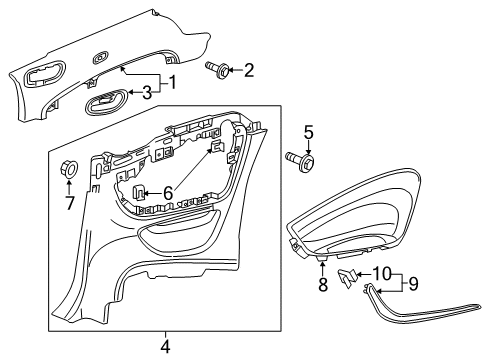 2017 Buick Cascada Interior Trim - Quarter Panels Diagram