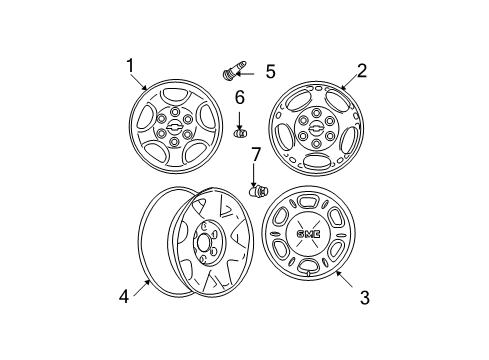 2005 GMC Yukon XL 2500 TPMS Sensor Diagram for 15114379