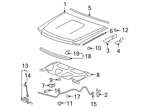 2011 GMC Sierra 1500 Hood & Components, Exterior Trim Diagram