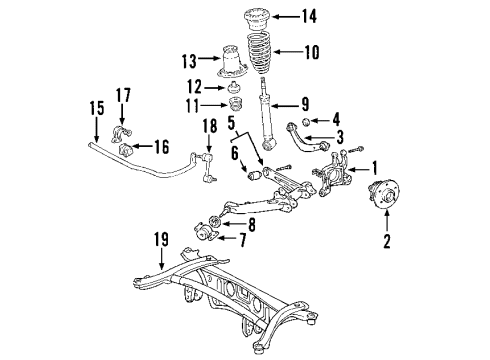 2003 Pontiac Vibe Rear Suspension, Lower Control Arm, Upper Control Arm, Stabilizer Bar, Suspension Components Diagram