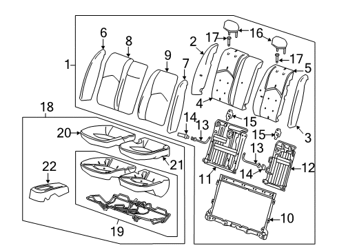 2011 Cadillac CTS Rear Seat Components Diagram