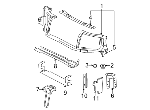 2009 GMC Envoy Radiator Support Diagram