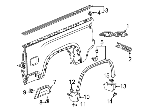 2020 GMC Sierra 2500 HD Exterior Trim - Pick Up Box Diagram 3 - Thumbnail