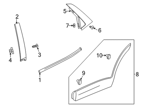 2023 Chevy Trailblazer Exterior Trim - Rear Door Diagram