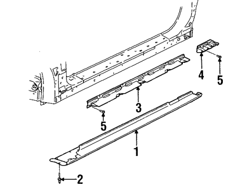 2002 Saturn SC1 Exterior Trim - Pillars, Rocker & Floor Diagram
