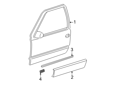 2003 Chevy Silverado 2500 Exterior Trim - Front Door Diagram