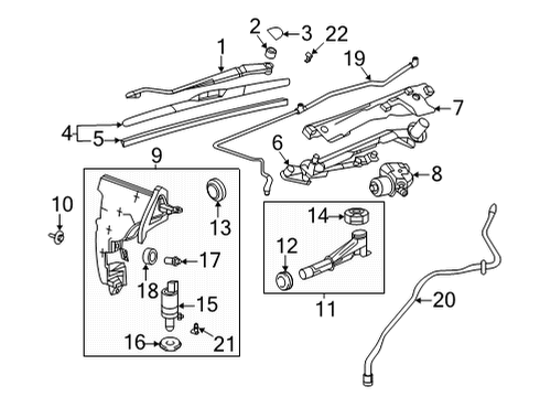2022 Cadillac CT4 Wiper & Washer Components Diagram