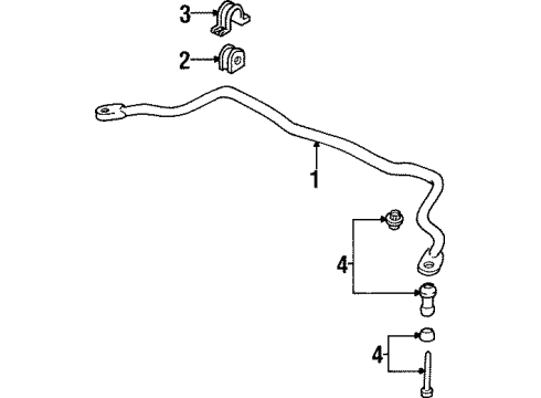 2000 Pontiac Grand Prix Front Suspension Components, Lower Control Arm, Stabilizer Bar Diagram