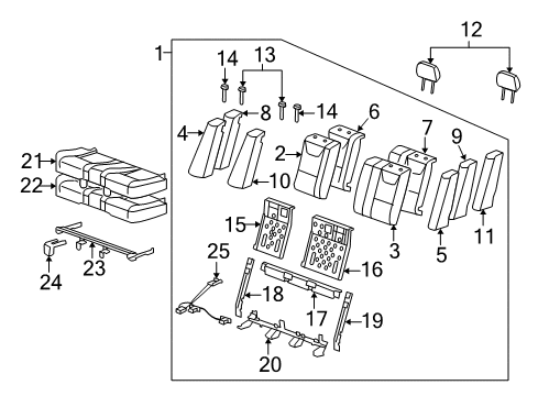 2007 Saturn Aura Seat Back Assembly, Front and Rear Diagram for 15259885