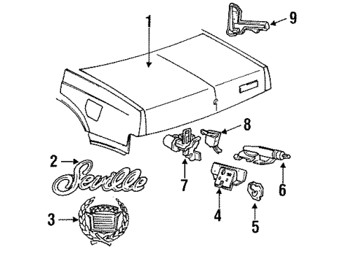 1986 Cadillac Seville Hinge, Passenger Side Diagram for 20728028