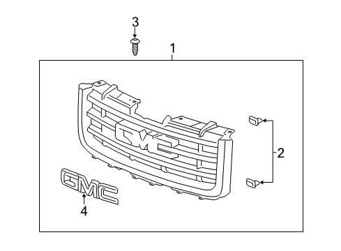 2011 GMC Sierra 1500 Grille & Components Diagram