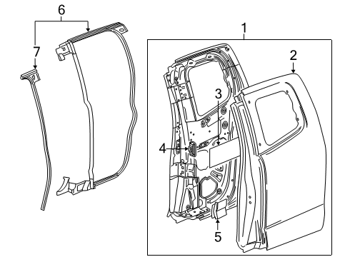 2021 GMC Canyon Door & Components, Exterior Trim Diagram
